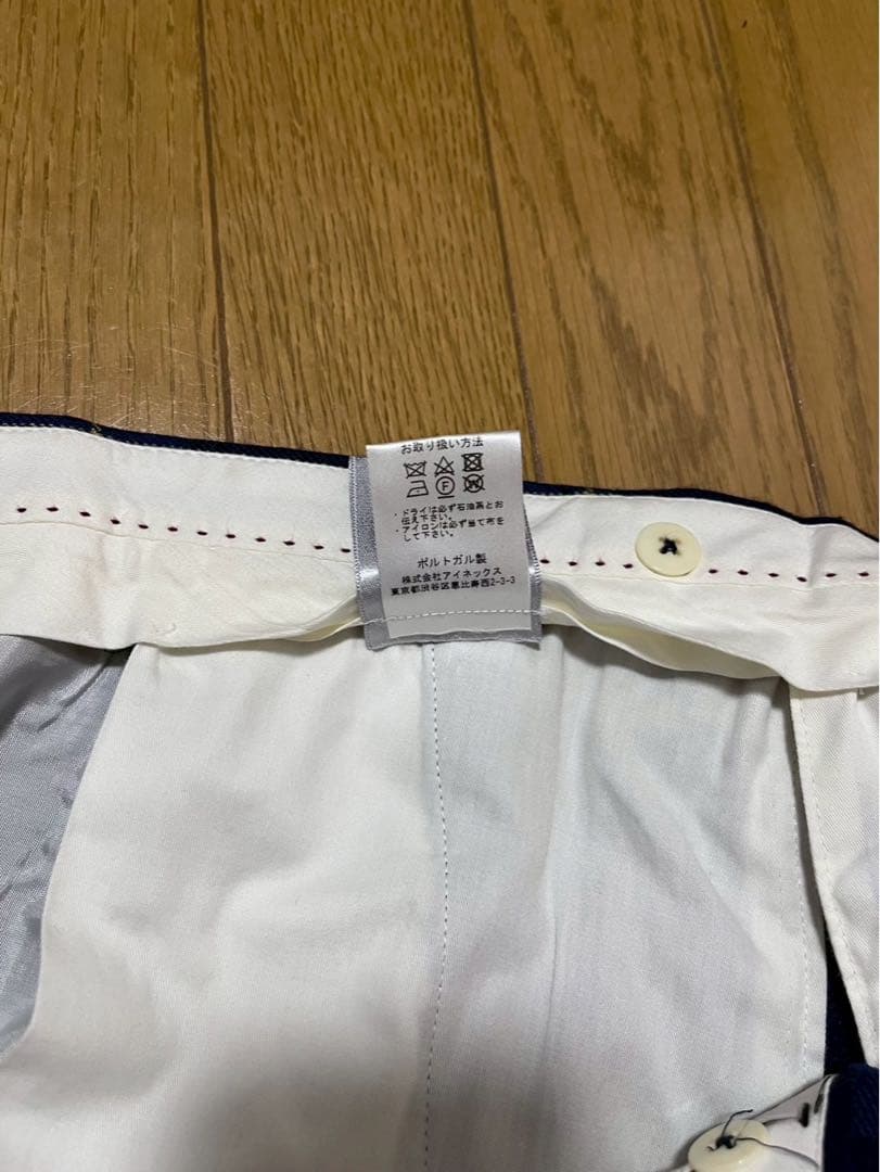 BERNARD ZINS ネイビー チェックスラックス（ハンガー付）