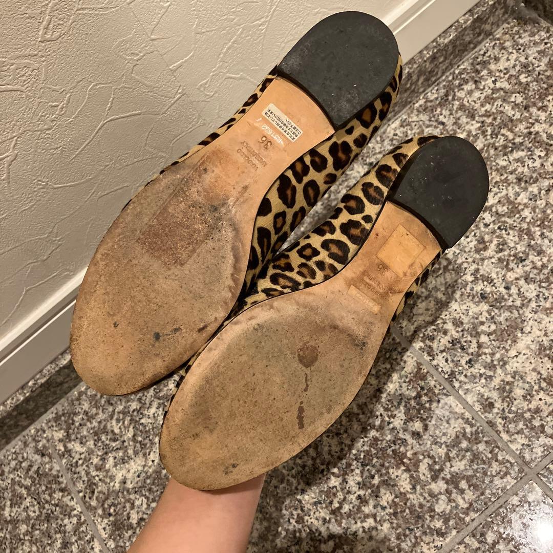 FABIO RUSCONI レオパートフラットシューズ　ハラコ　36