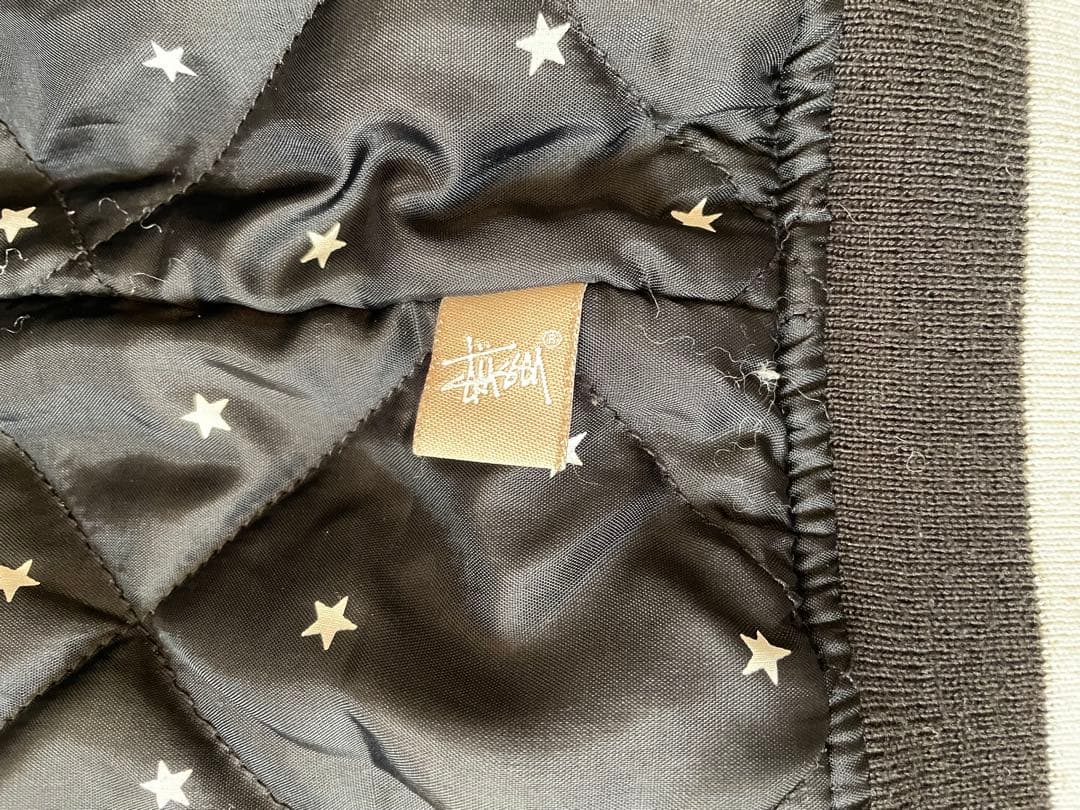 STUSSY スタジャン　ジャケット　バックプリント　ブラック　Ssize