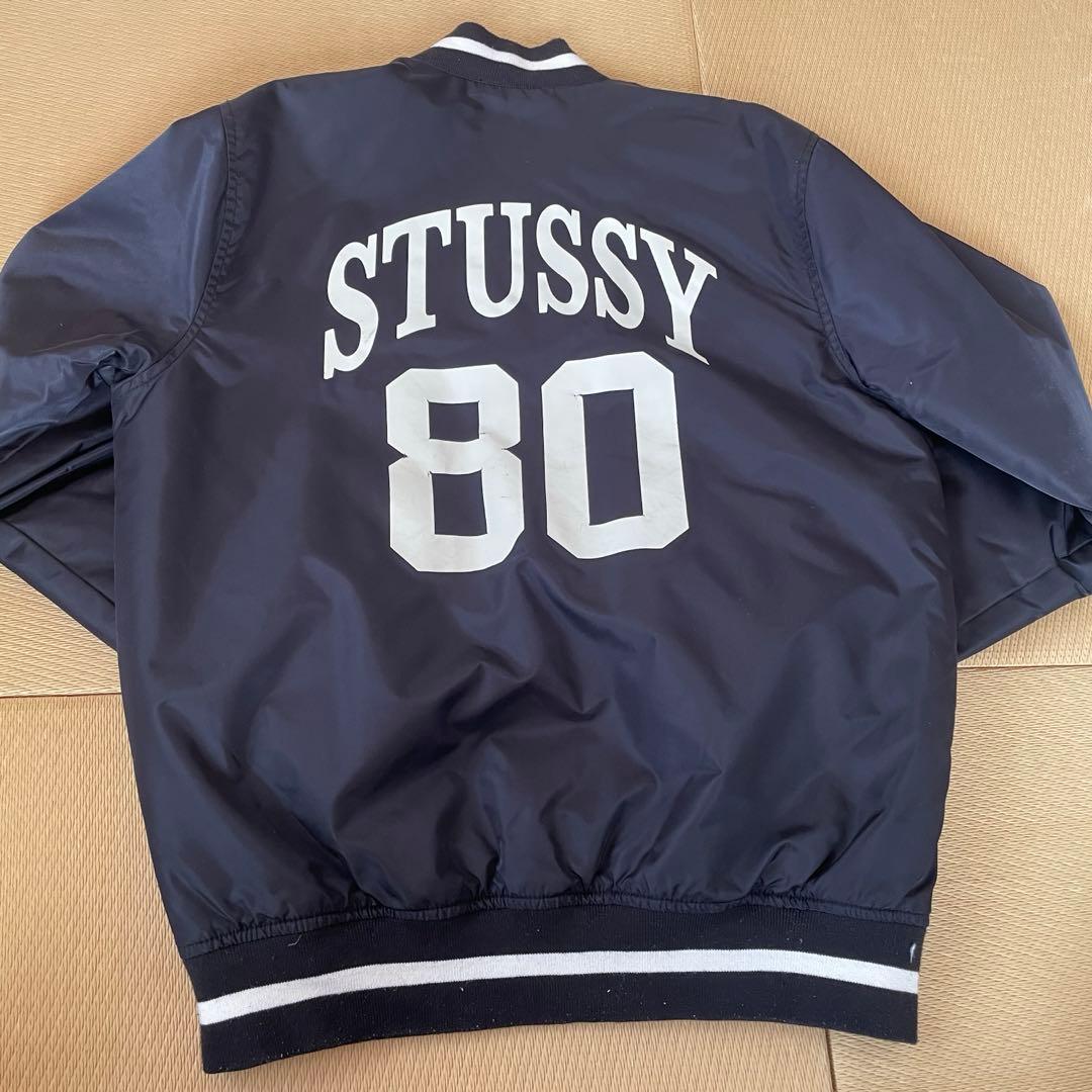 STUSSY スタジャン　ジャケット　バックプリント　ブラック　Ssize
