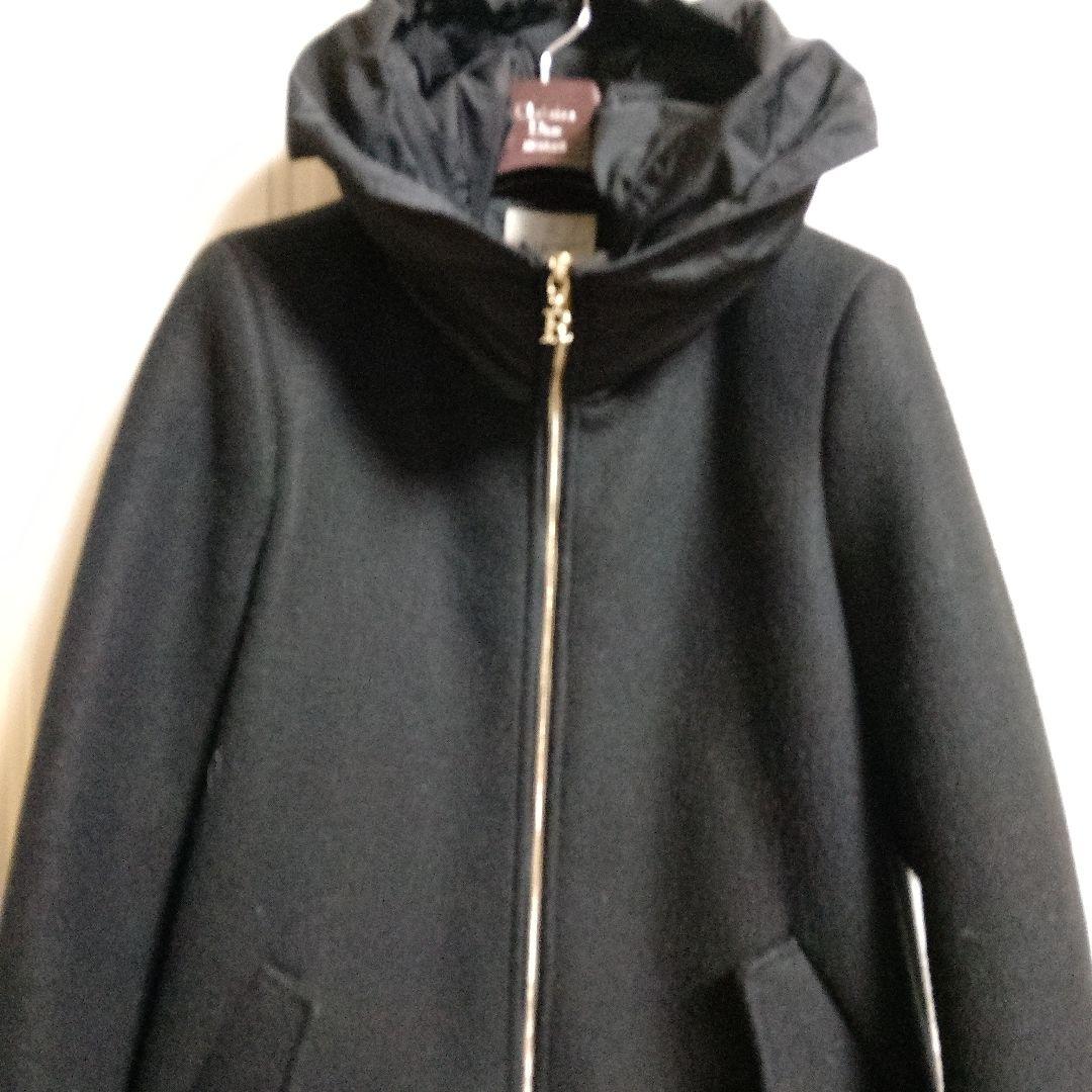 RINASCIMENTO ITALY 黒フード付きロングコート M(実寸L)