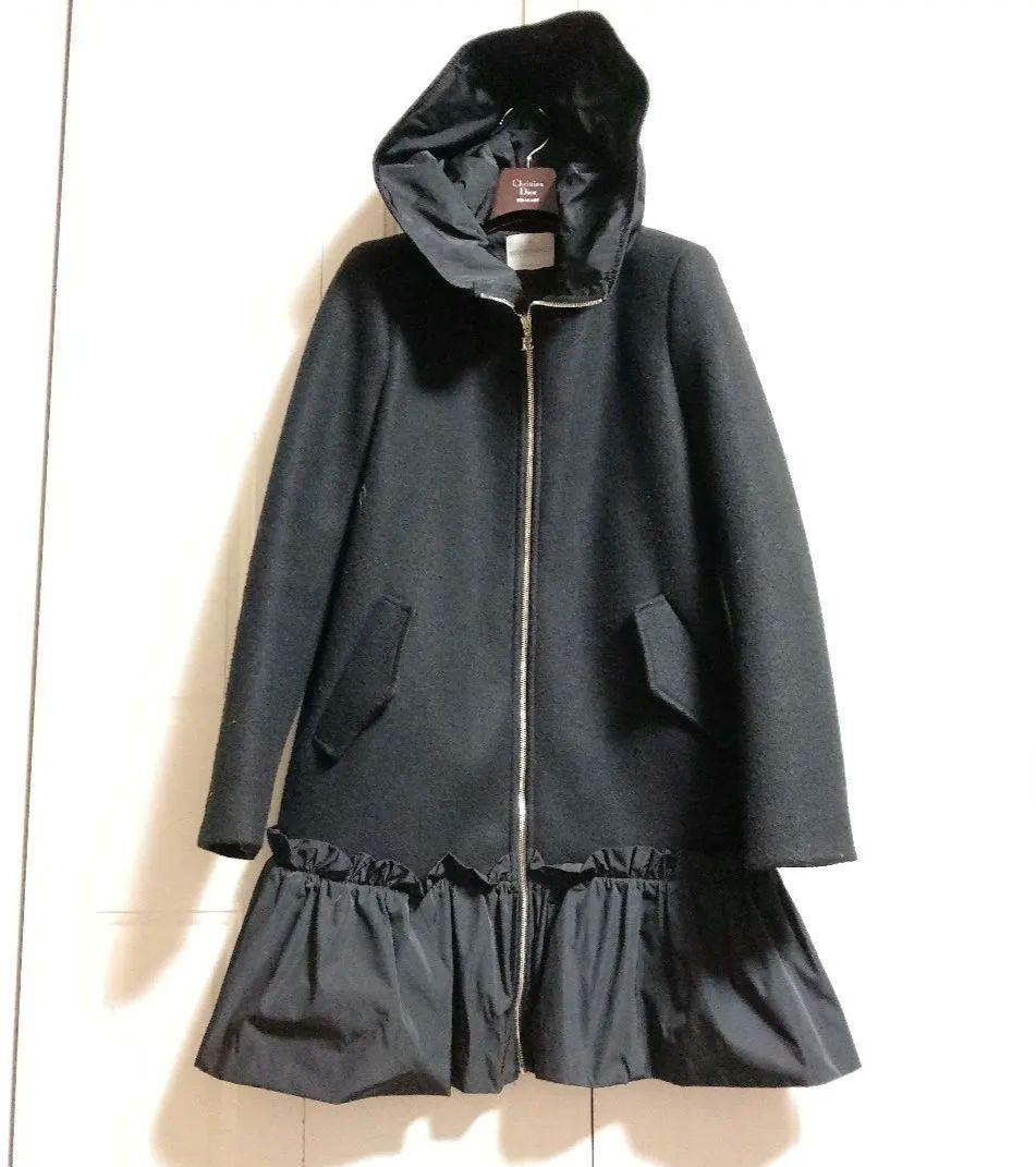 RINASCIMENTO ITALY 黒フード付きロングコート M(実寸L)