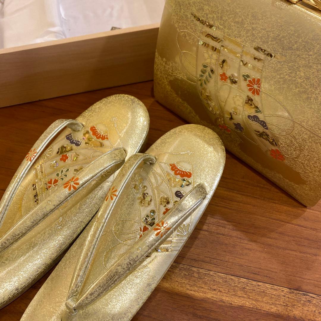 【新品未使用】貝細工　和装　バッグ・草履セット