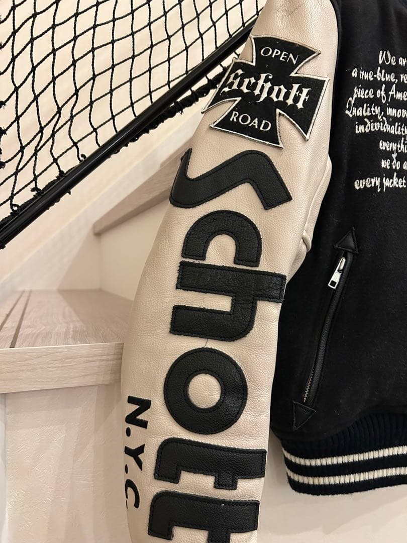 Schott スタジャン ブラック/ホワイト