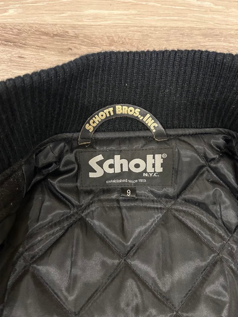 Schott スタジャン ブラック/ホワイト