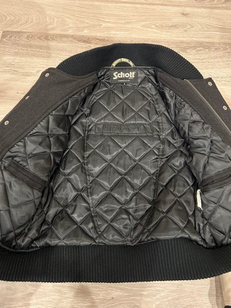 Schott スタジャン ブラック/ホワイト