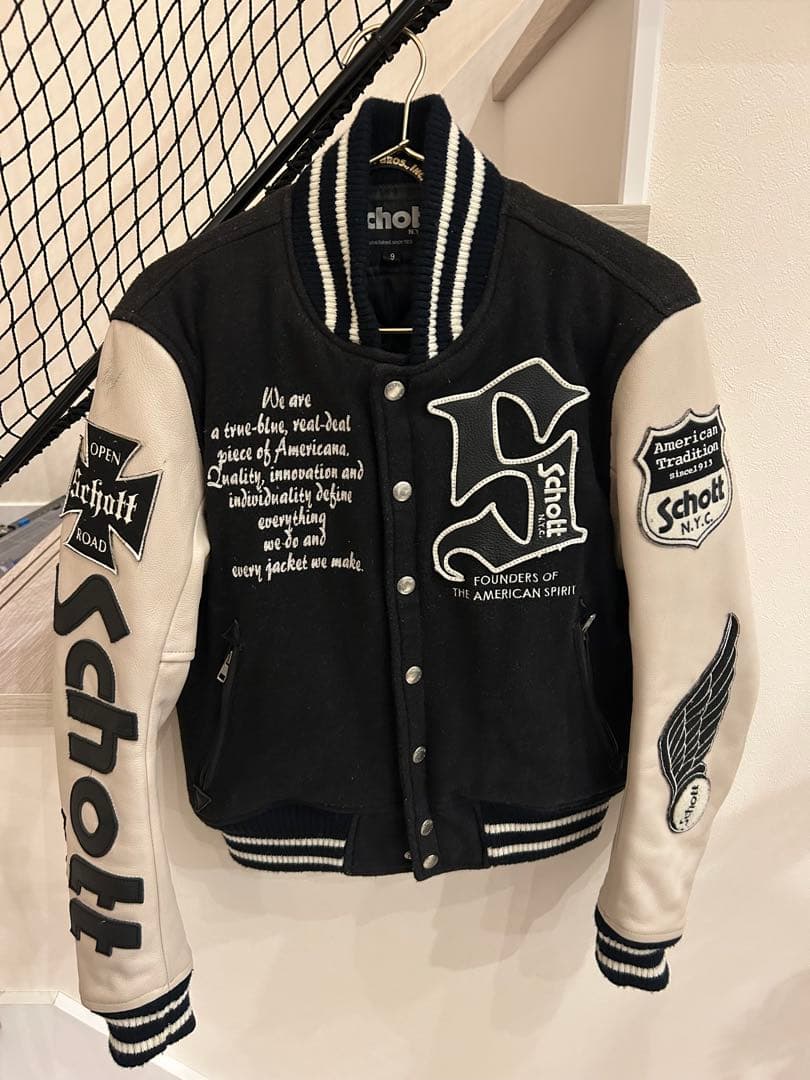 Schott スタジャン ブラック/ホワイト