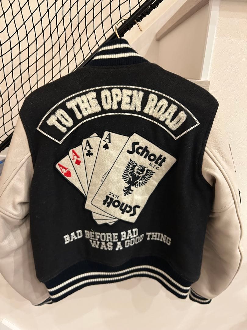 Schott スタジャン ブラック/ホワイト