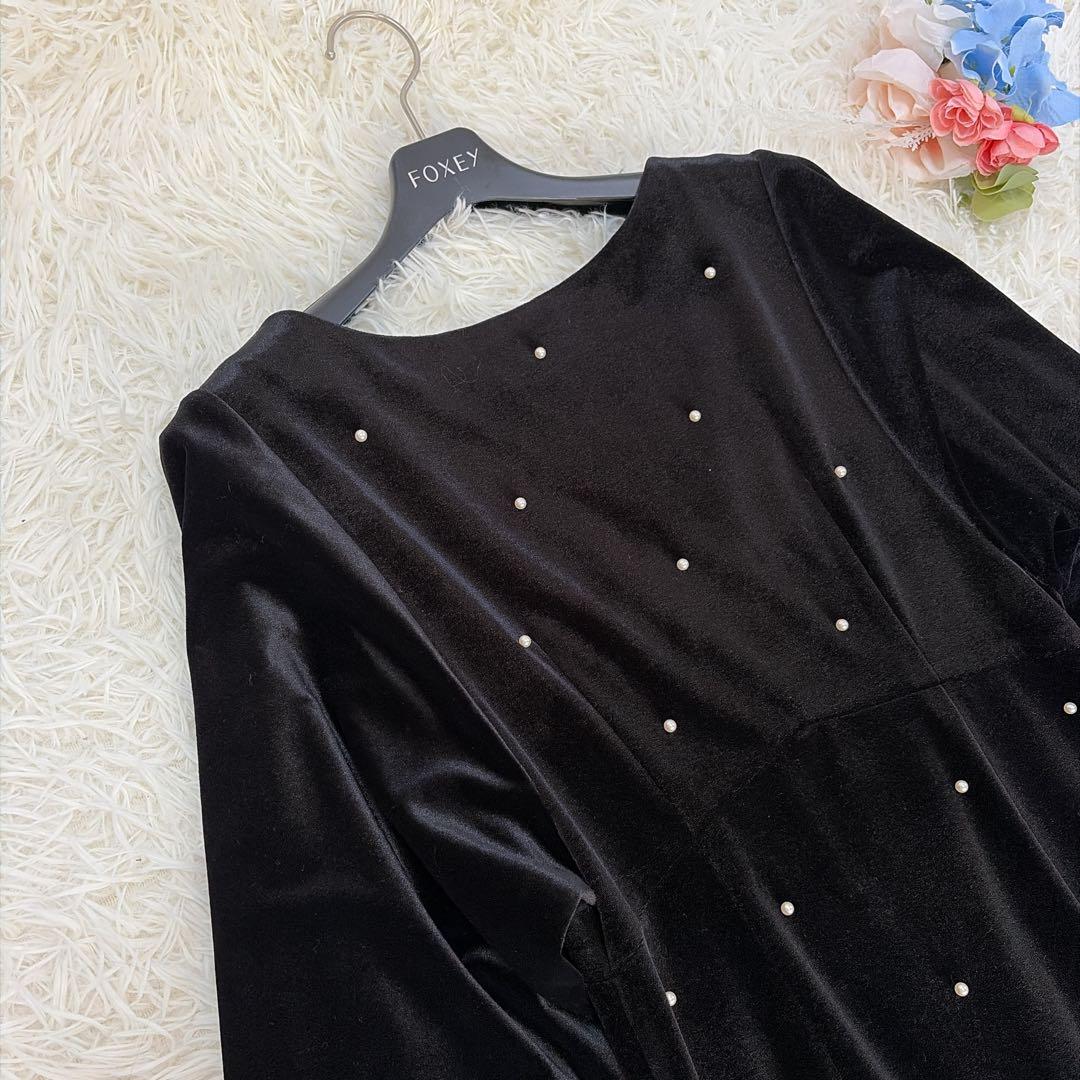 美品♡Ameri BACK OPEN PEARL VELOUR DRESS S