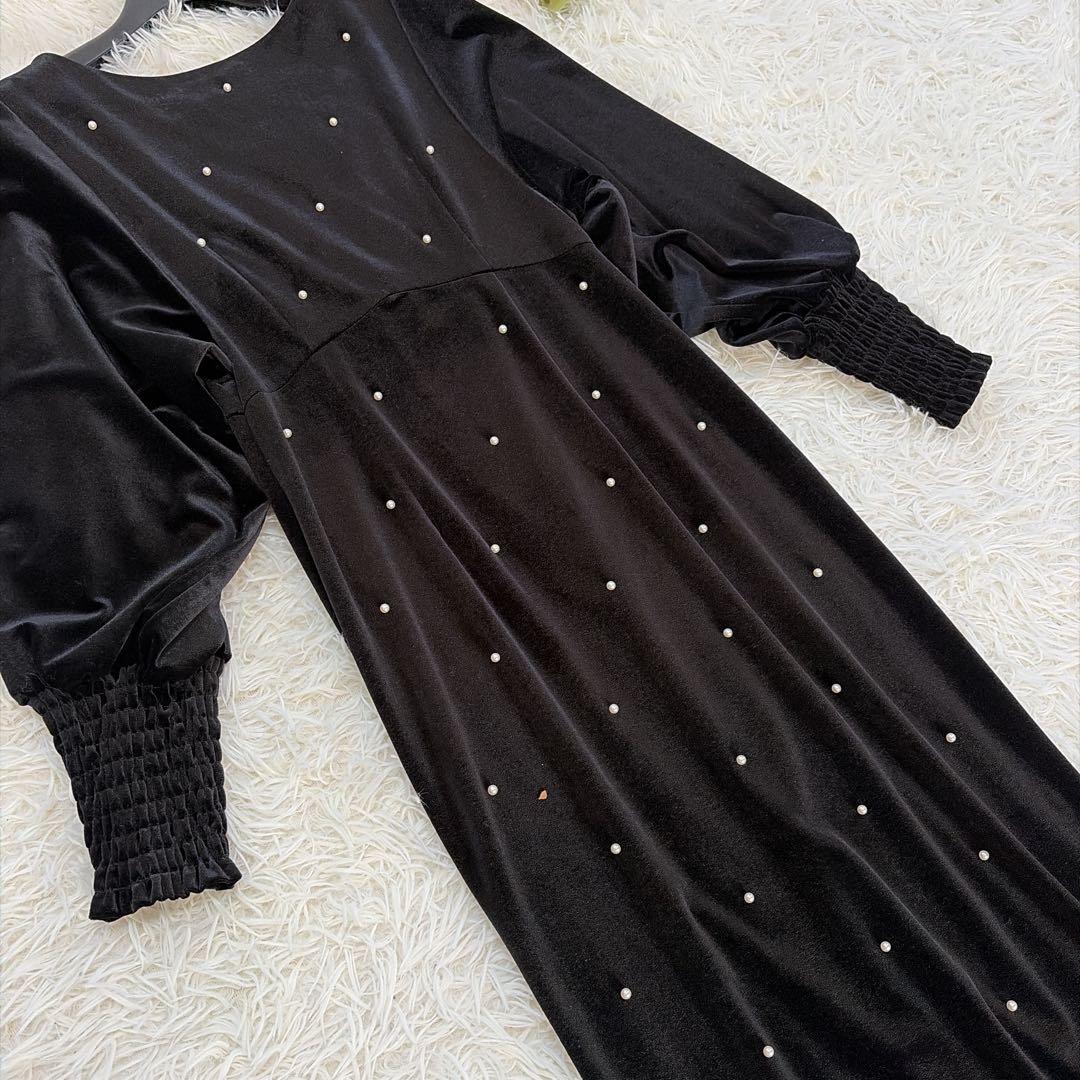 美品♡Ameri BACK OPEN PEARL VELOUR DRESS S
