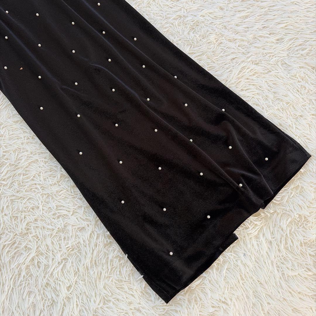 美品♡Ameri BACK OPEN PEARL VELOUR DRESS S