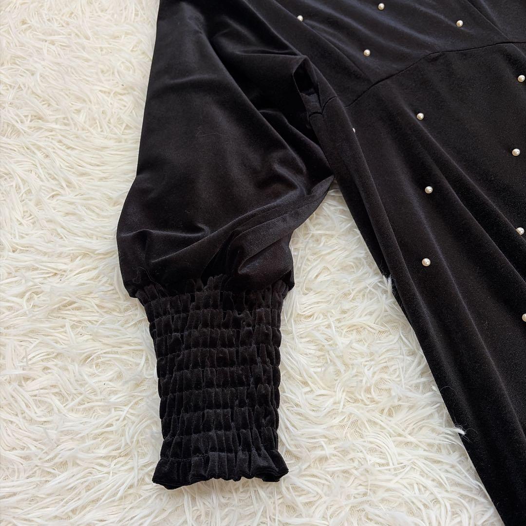 美品♡Ameri BACK OPEN PEARL VELOUR DRESS S