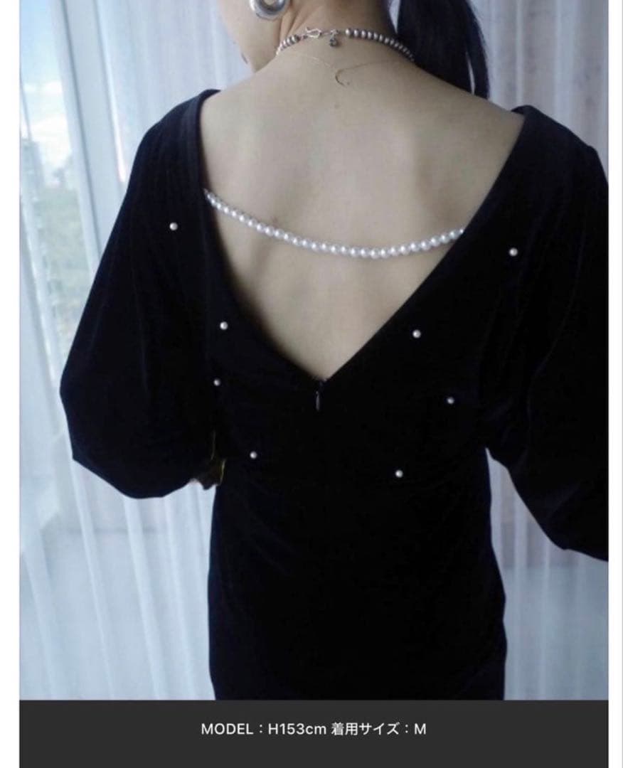 美品♡Ameri BACK OPEN PEARL VELOUR DRESS S
