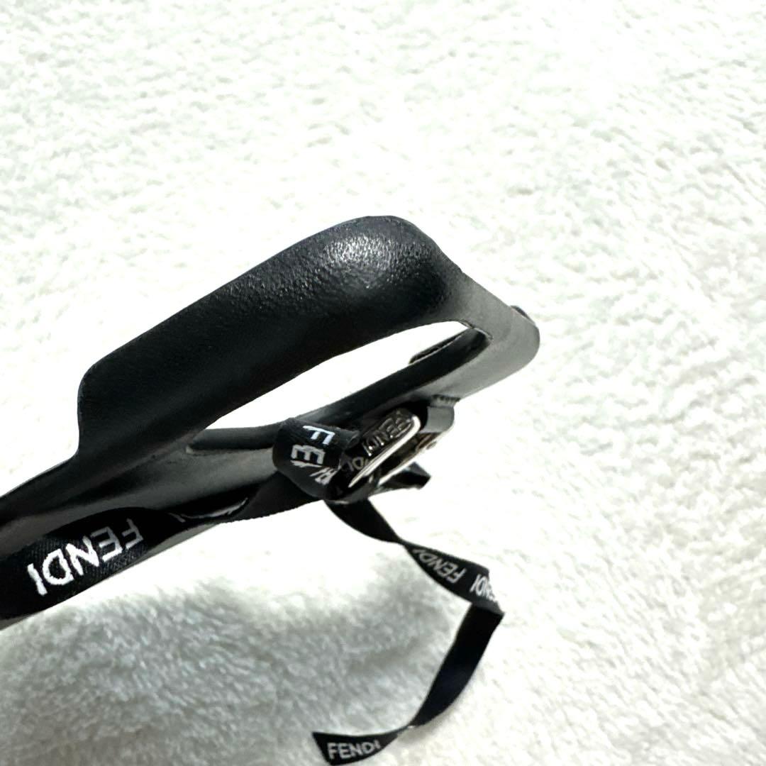 極美品 フェンディ iPhone14ケース 本革 シルバー金具 リボン ブラック