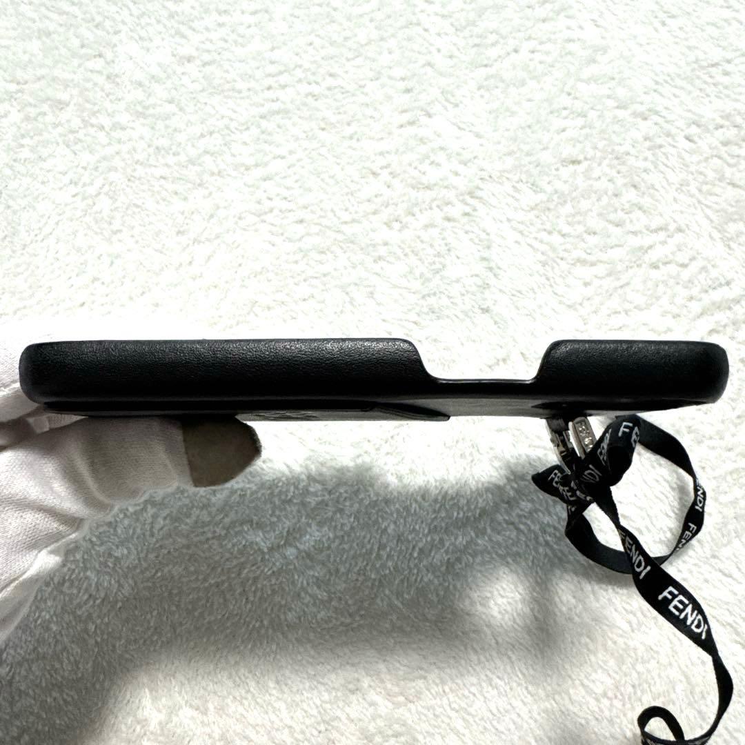 極美品 フェンディ iPhone14ケース 本革 シルバー金具 リボン ブラック