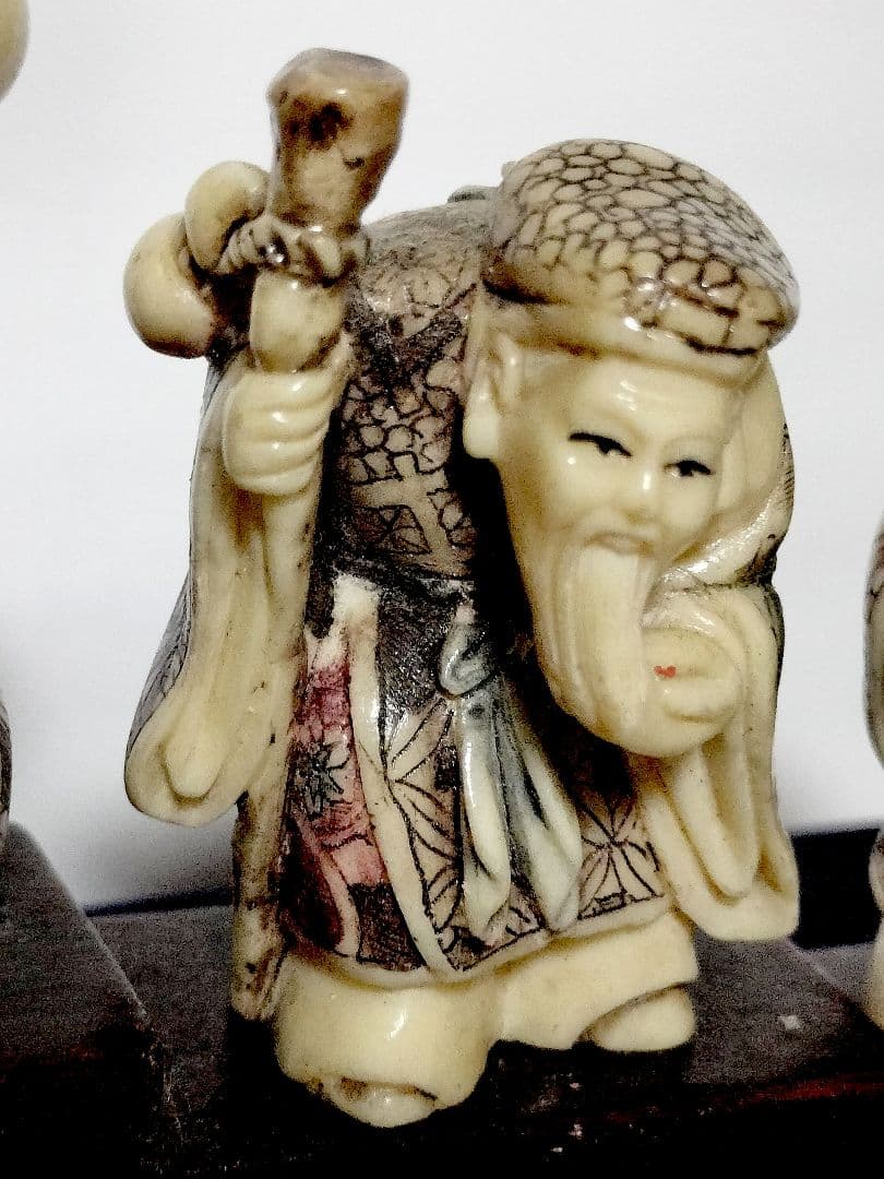 七福神の根付　箱入　飾り台付き