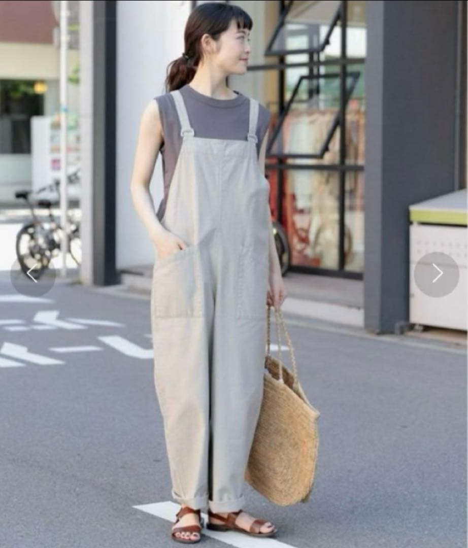 専用 美品 かぐれ コットンサロペット グレージュ