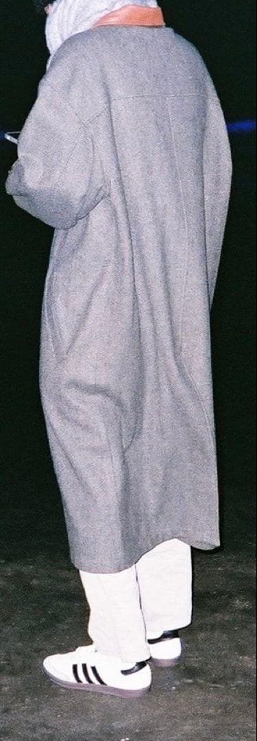 90s Eddie Bauer アメリカ製 ウールコート　レザー襟　ヘリンボーン