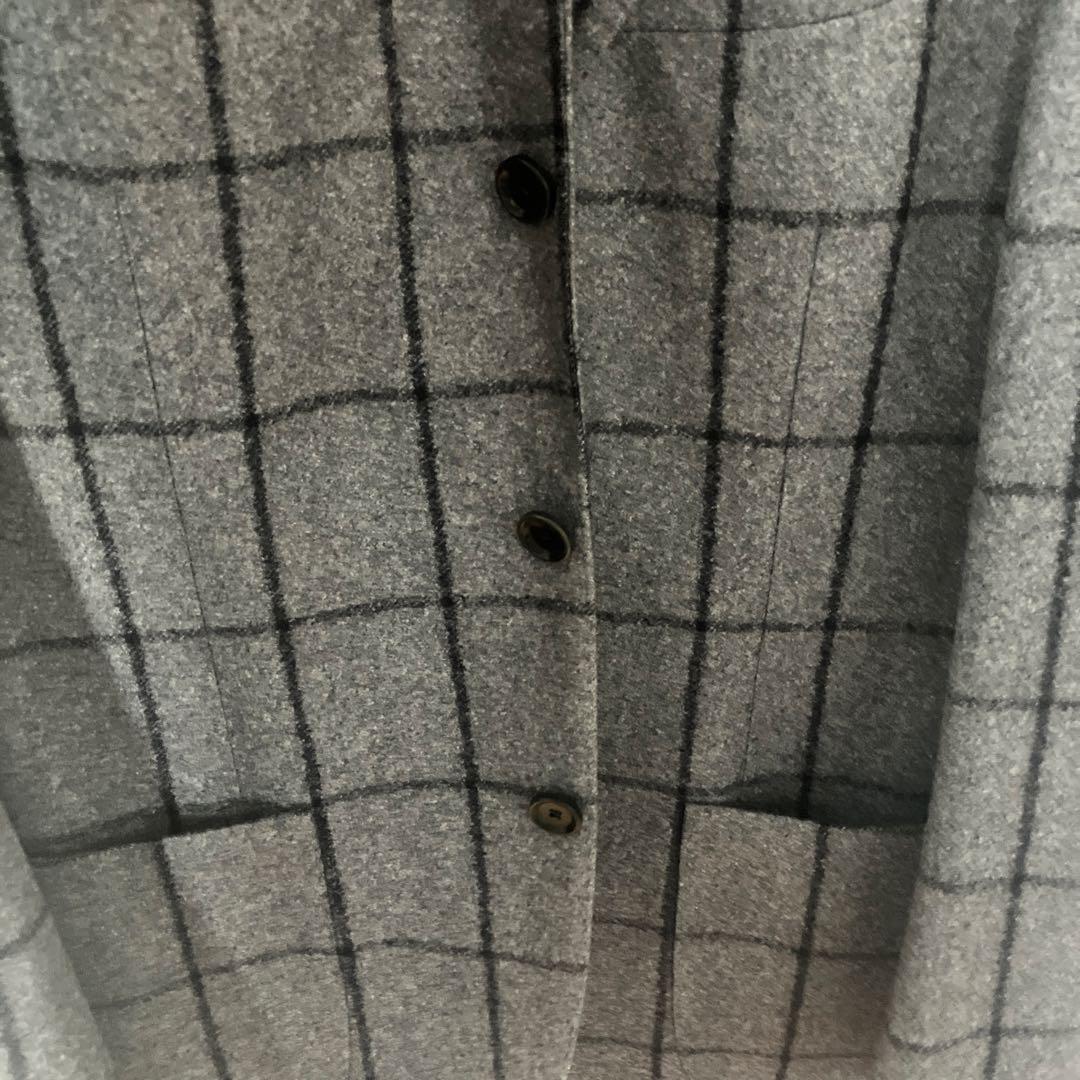 美品 BEAMS ウールシルク ウインドウペーン 秋冬 ジャケット グレー 50