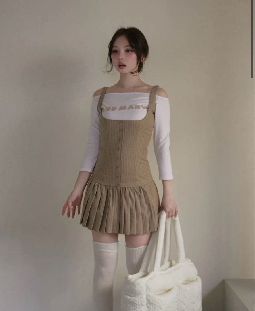 アンドマリー Jade set mini dress ベージュ