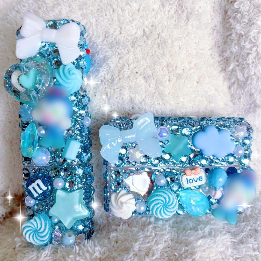 アイコスケースセットイルマワンヒートスティックケース　デコケース ブルー