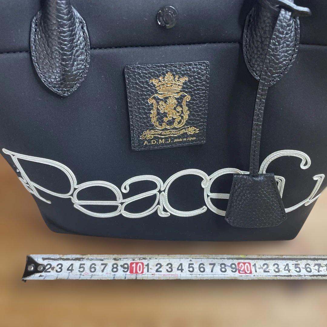 Peaceful刺繍トートバッグ ブラック　ADMJ