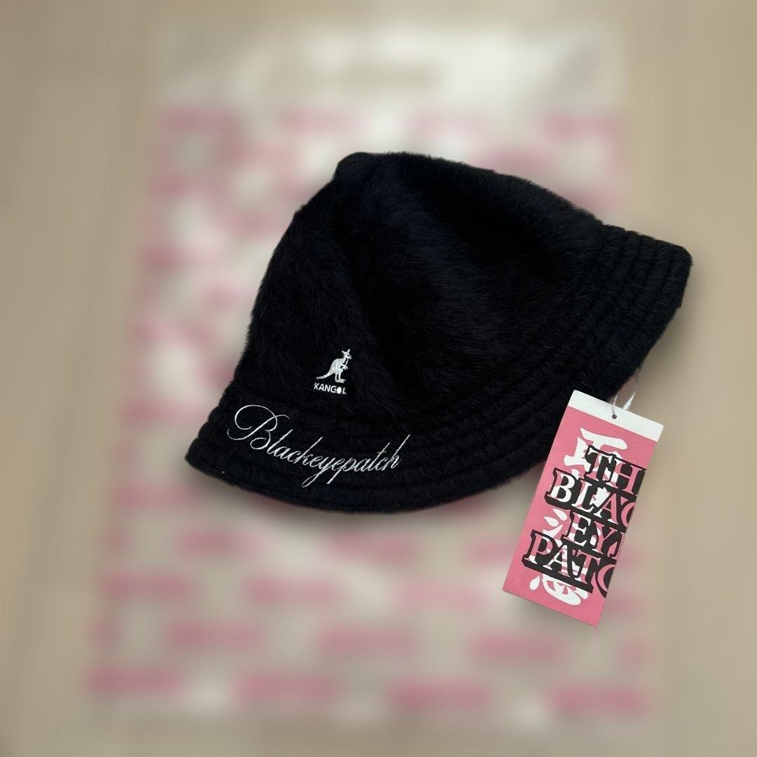 black eye patch KANGOL ファー　HAT BLACK
