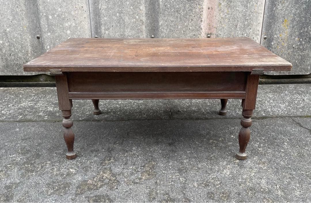 ビンテージ/当時物/無垢材/文机/机/書斎机/作業台/テーブル/ろくろ脚/12