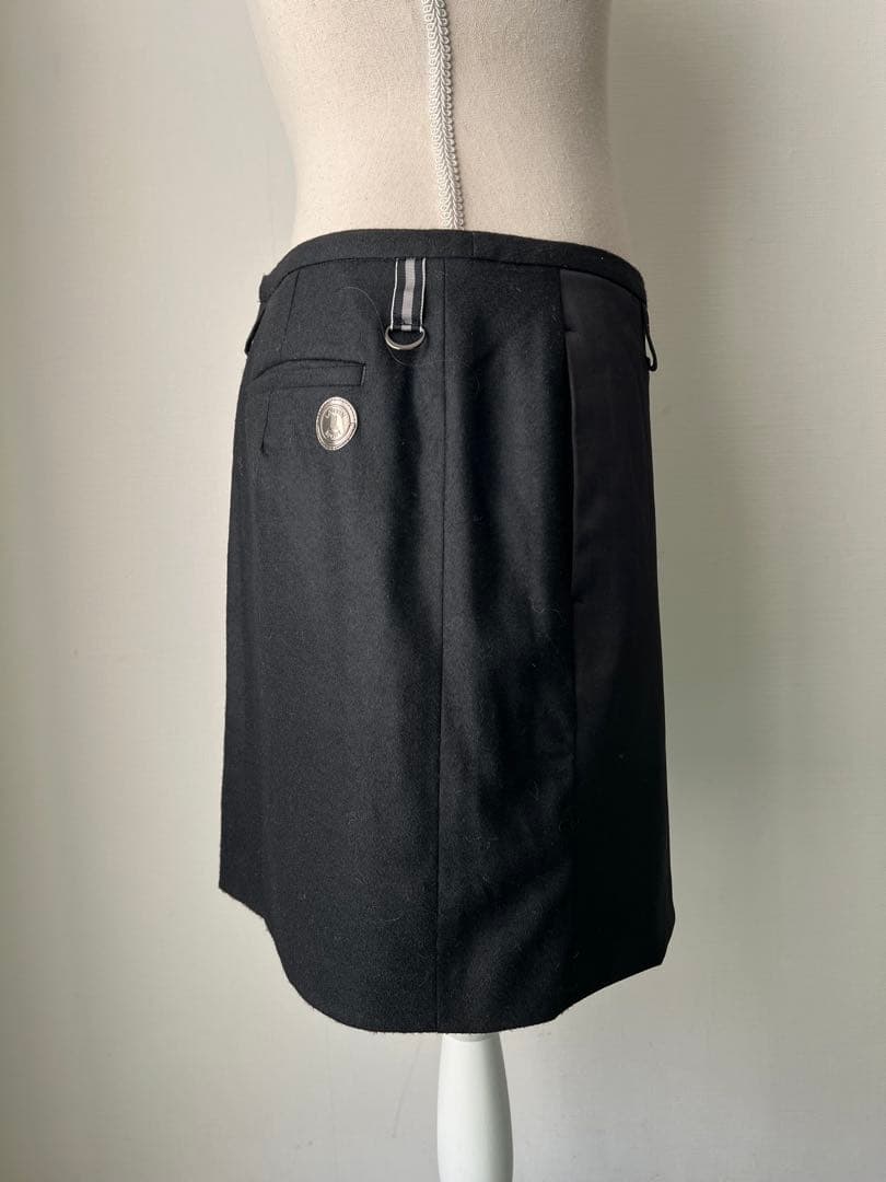 ランバンスポールブラック異素材ハイブリットスカート蓄熱保温裏地付き