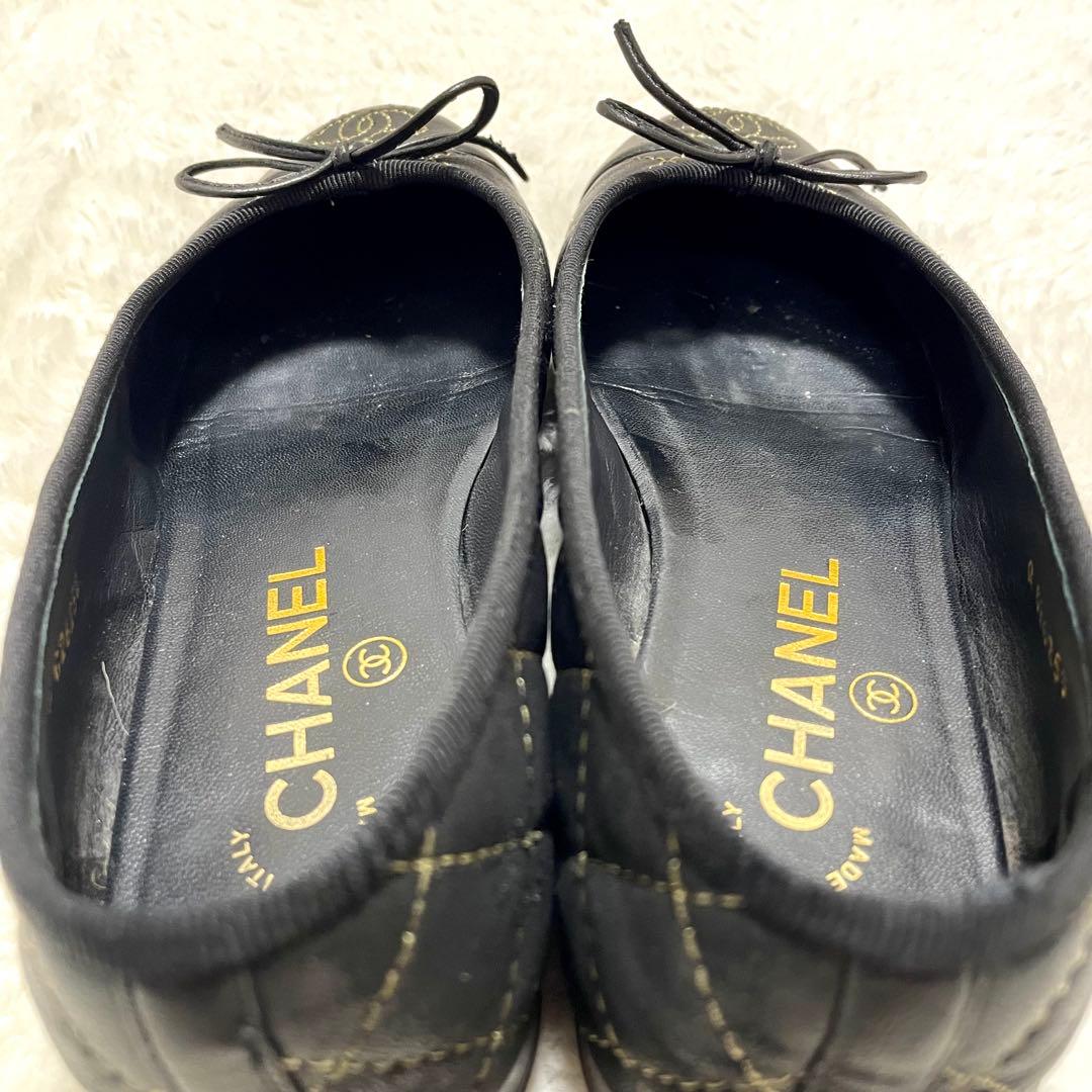 箱保存袋付き CHANEL シャネル ココマーク マトラッセ フラットパンプス