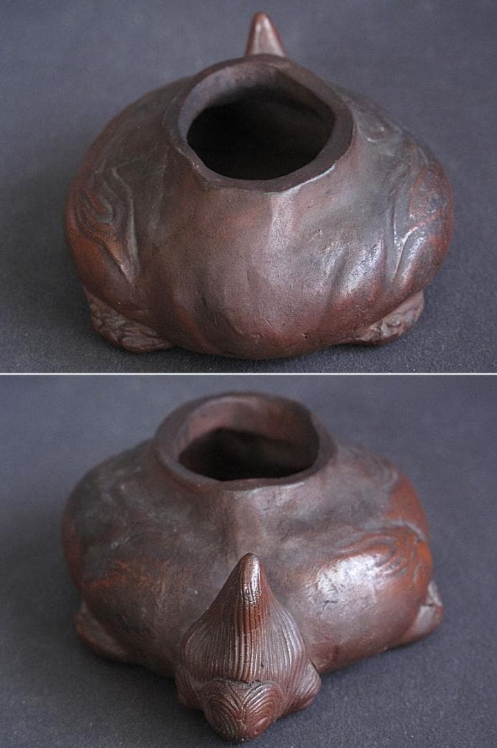 時代!! 備前焼『獅子香炉』珍しい形！細工物　高8㎝