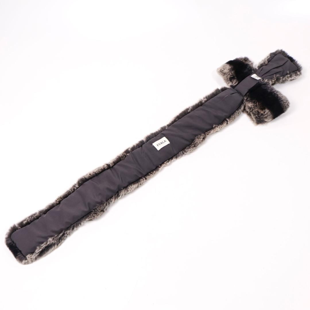 H4196-30◾️フルラ　リボン付ファーティペット　マフラー　ラビットファー