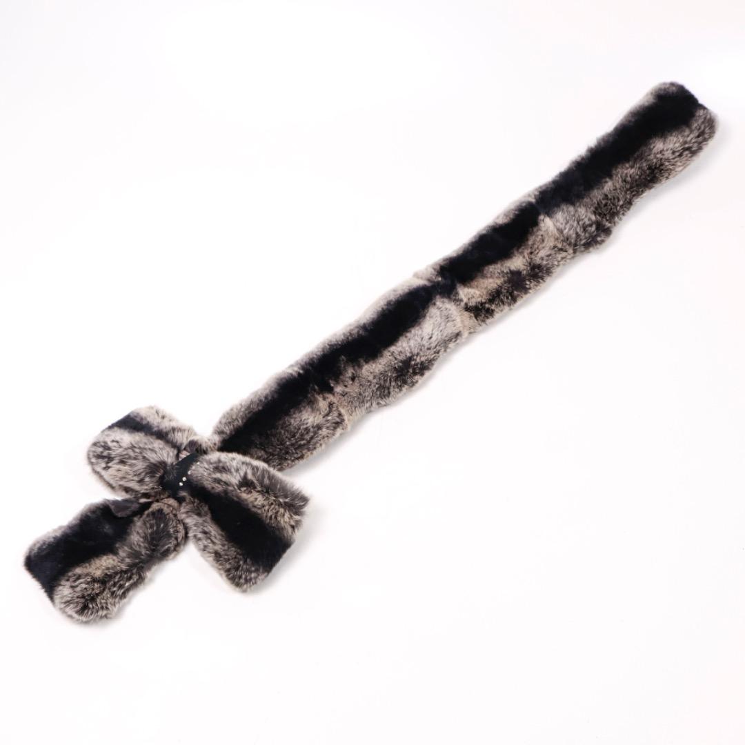 H4196-30◾️フルラ　リボン付ファーティペット　マフラー　ラビットファー