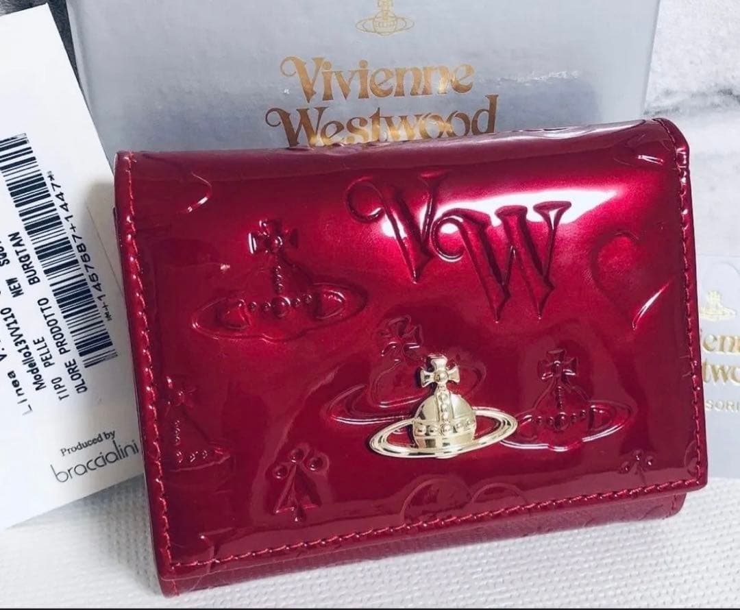 【新品 未使用】VivienneWestwood 折り財布 エナメル レッド