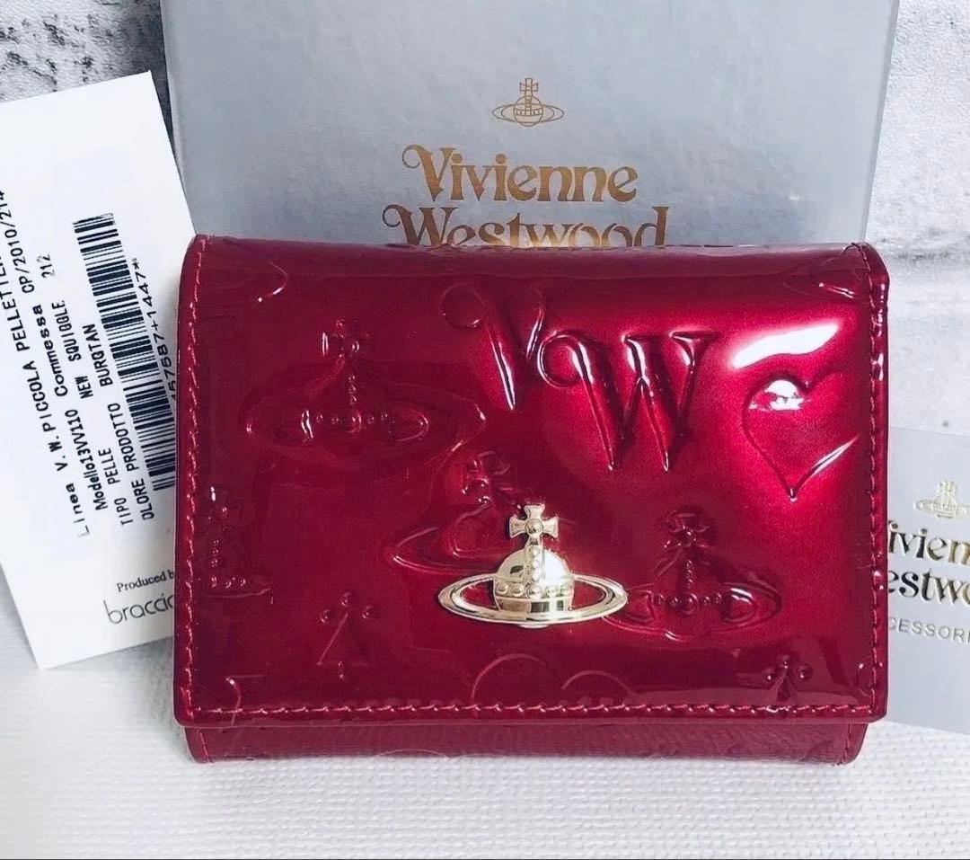 【新品 未使用】VivienneWestwood 折り財布 エナメル レッド