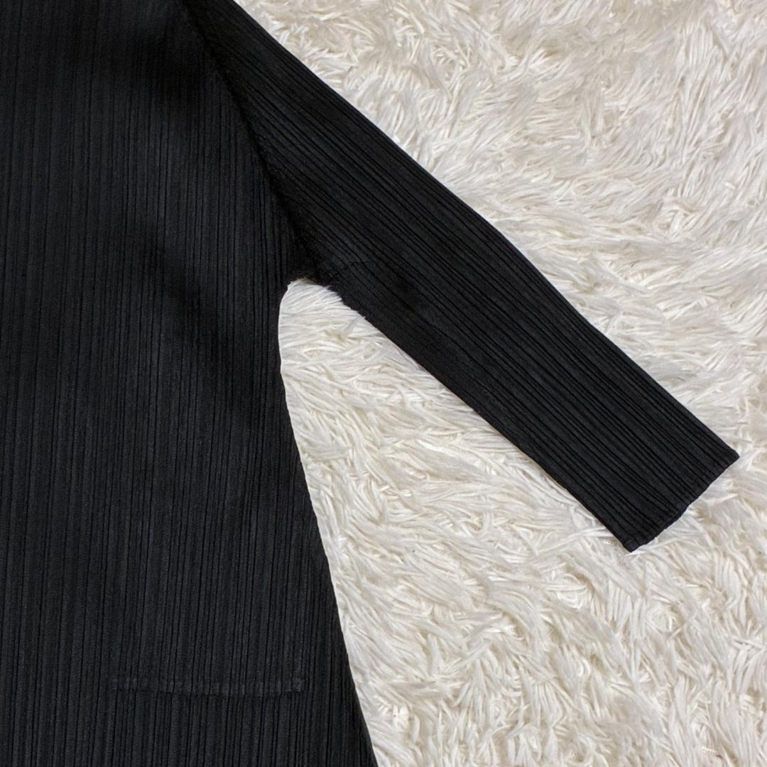 【美品】ISSEI MIYAKE　プリーツプリーズ　7分袖ワンピース　大きめ