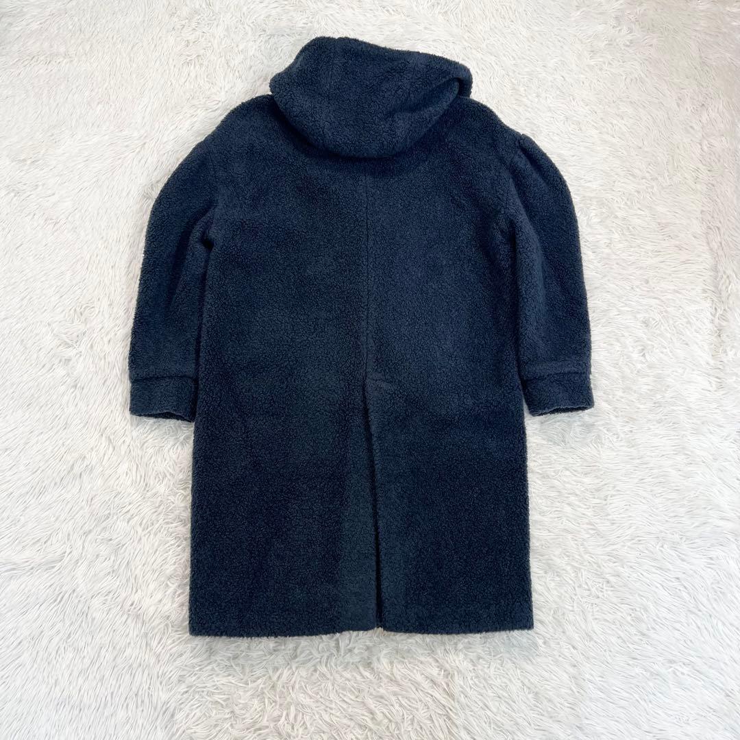 美品♡ボーダーズアットバルコニー　パフスリーブボアコート　ロンクコート　ネイビー