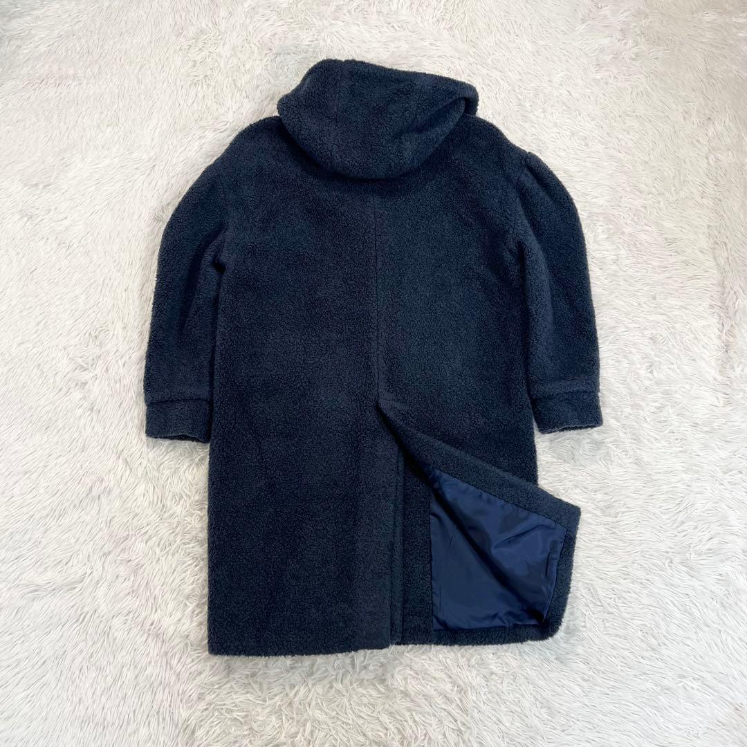 美品♡ボーダーズアットバルコニー　パフスリーブボアコート　ロンクコート　ネイビー