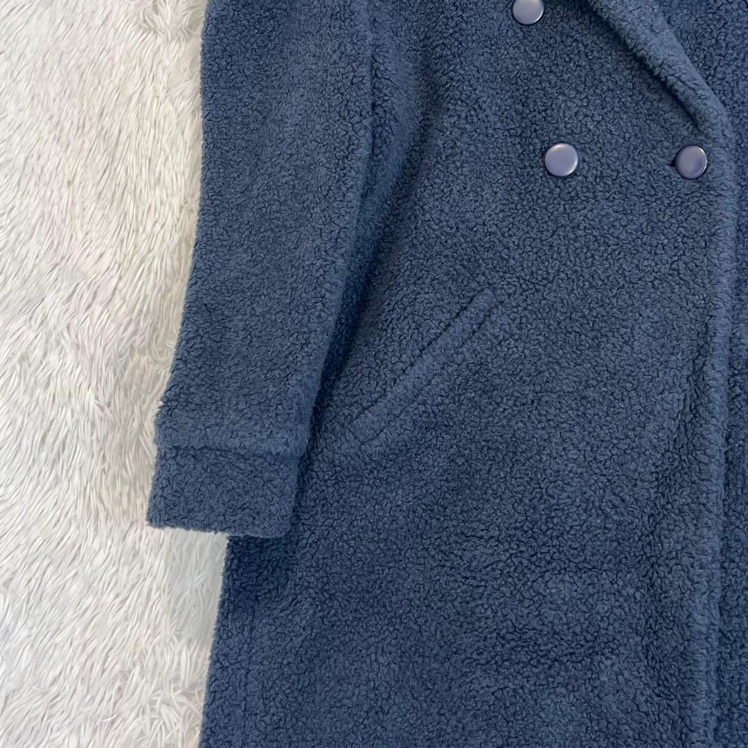 美品♡ボーダーズアットバルコニー　パフスリーブボアコート　ロンクコート　ネイビー