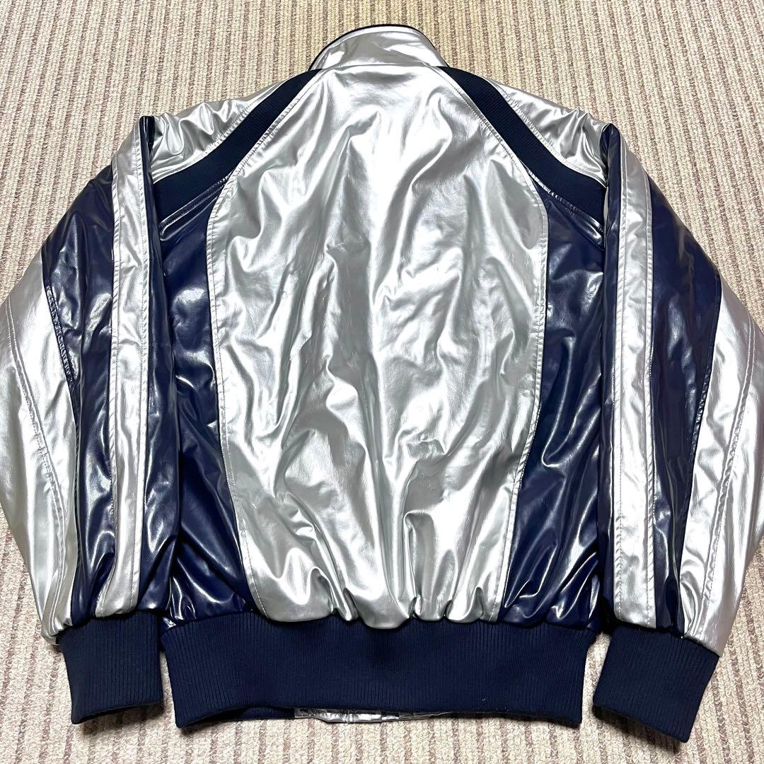 MIZUNO 高校野球部 グランドコート グラコン ジャンパー 銀＆紺 光沢