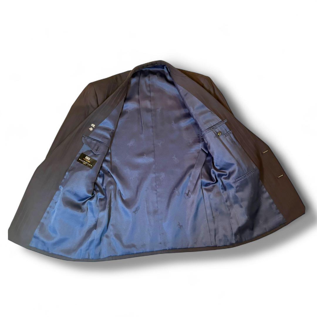 美品 バレンシアガ ダブルブレストスーツ セットアップ ウール 紺 ストライプ