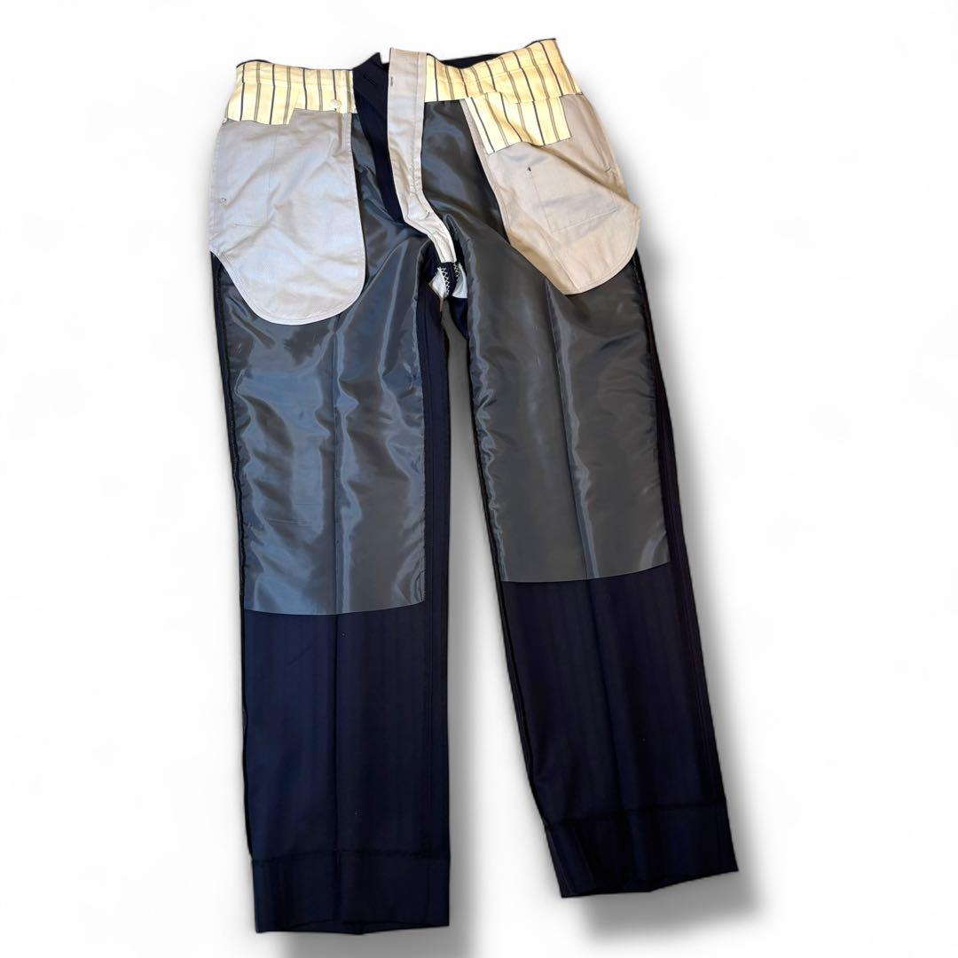 美品 バレンシアガ ダブルブレストスーツ セットアップ ウール 紺 ストライプ