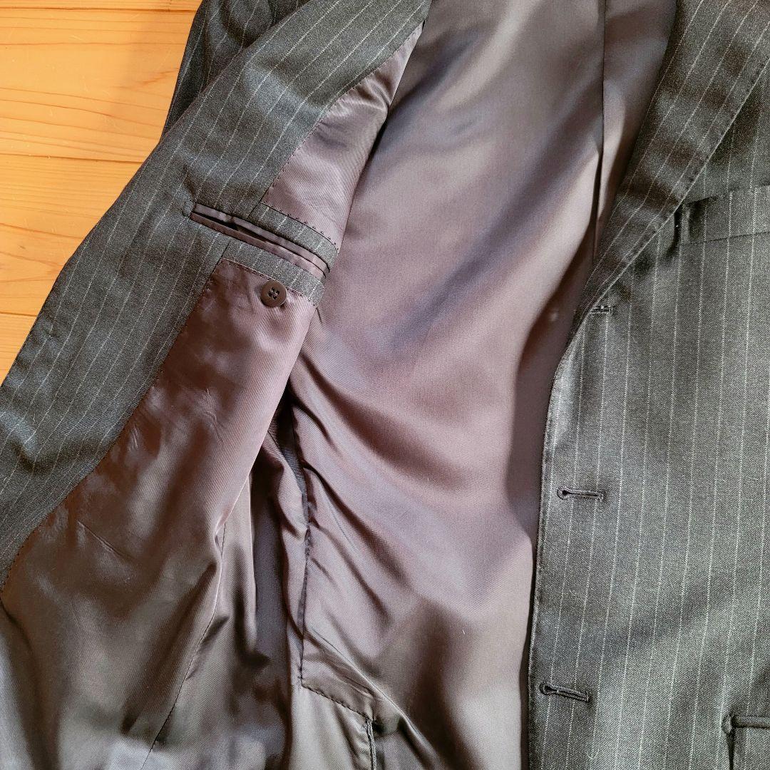 BEAMS ストライプ ダークグレー スーツ 3ピース サイズ44