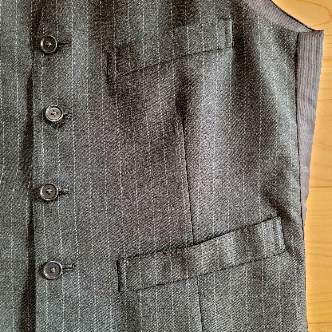 BEAMS ストライプ ダークグレー スーツ 3ピース サイズ44