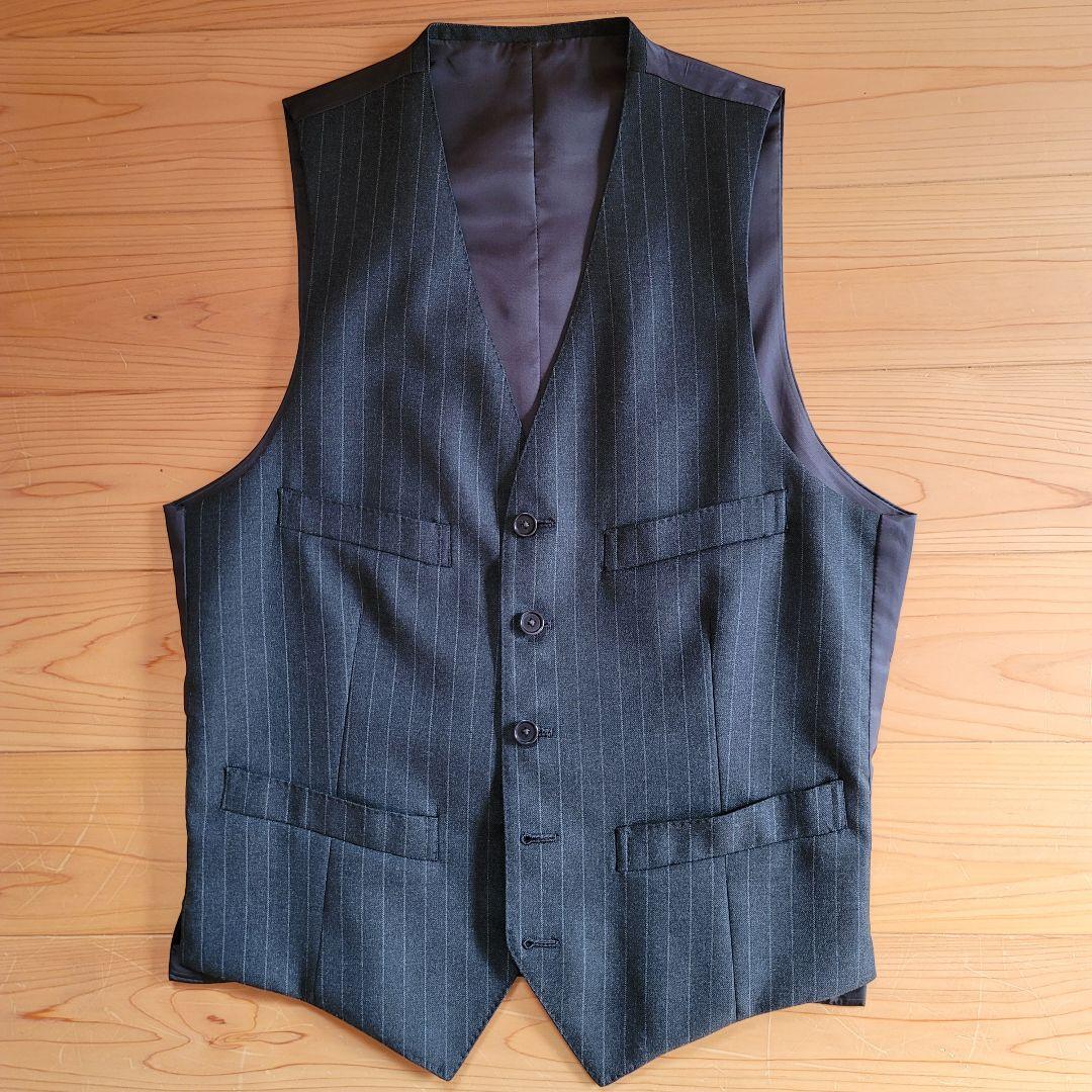 BEAMS ストライプ ダークグレー スーツ 3ピース サイズ44