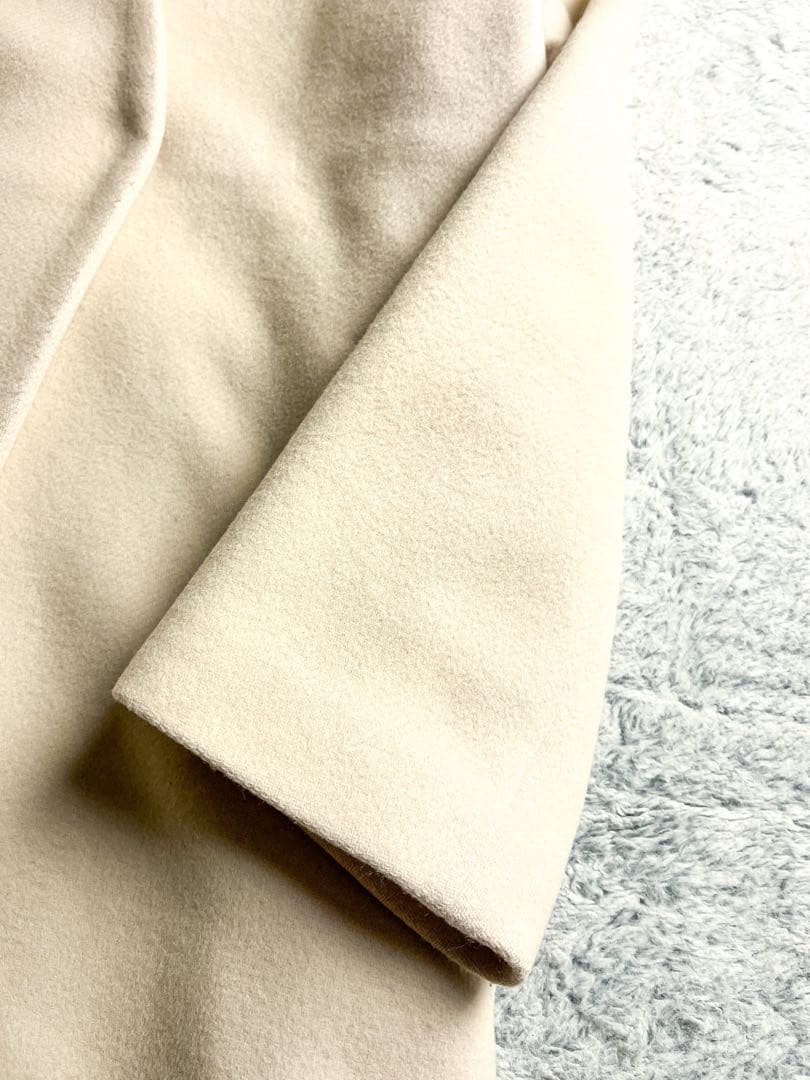 【IENA】イエナ 毛混 MANTECO ノーカラーロングコート アイボリー