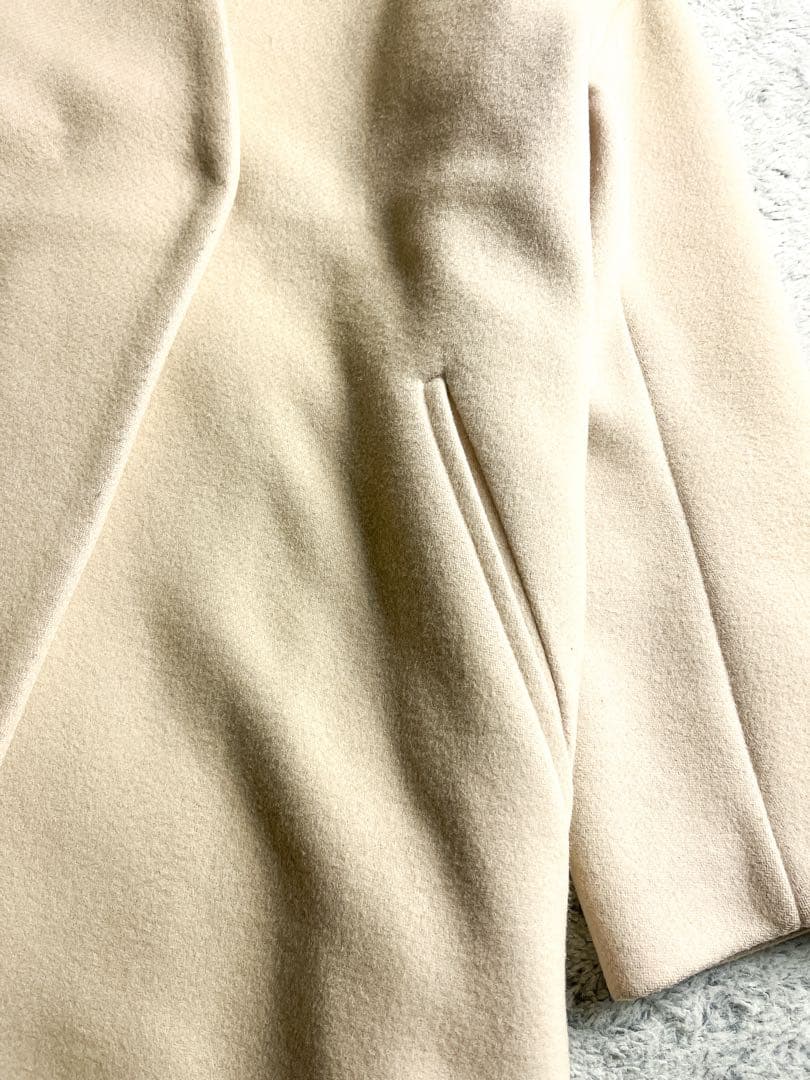 【IENA】イエナ 毛混 MANTECO ノーカラーロングコート アイボリー