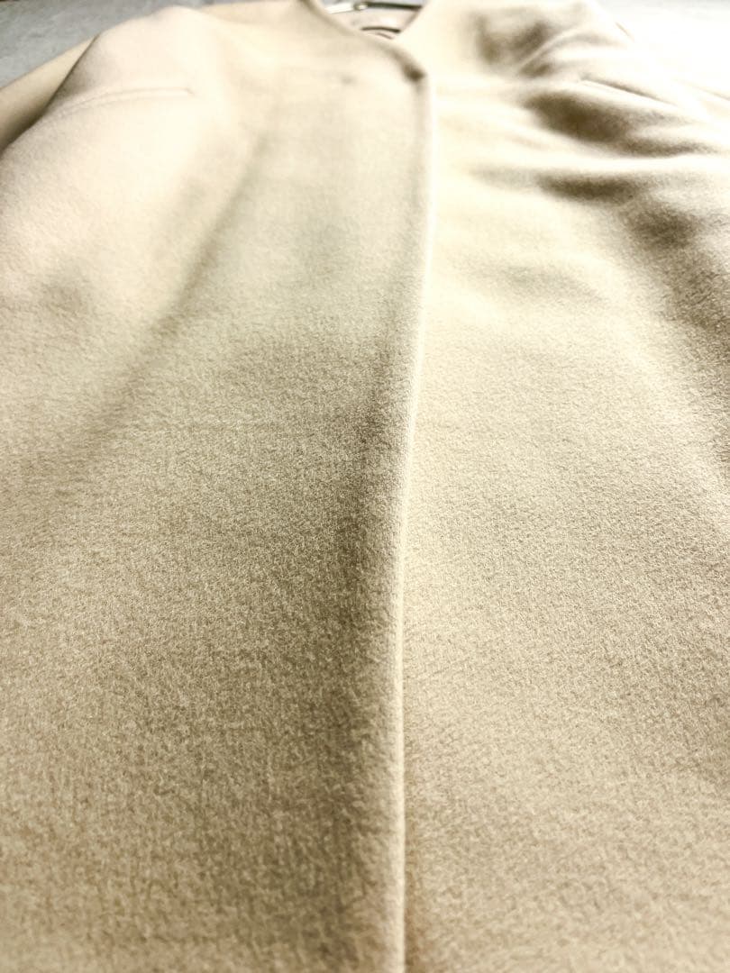 【IENA】イエナ 毛混 MANTECO ノーカラーロングコート アイボリー