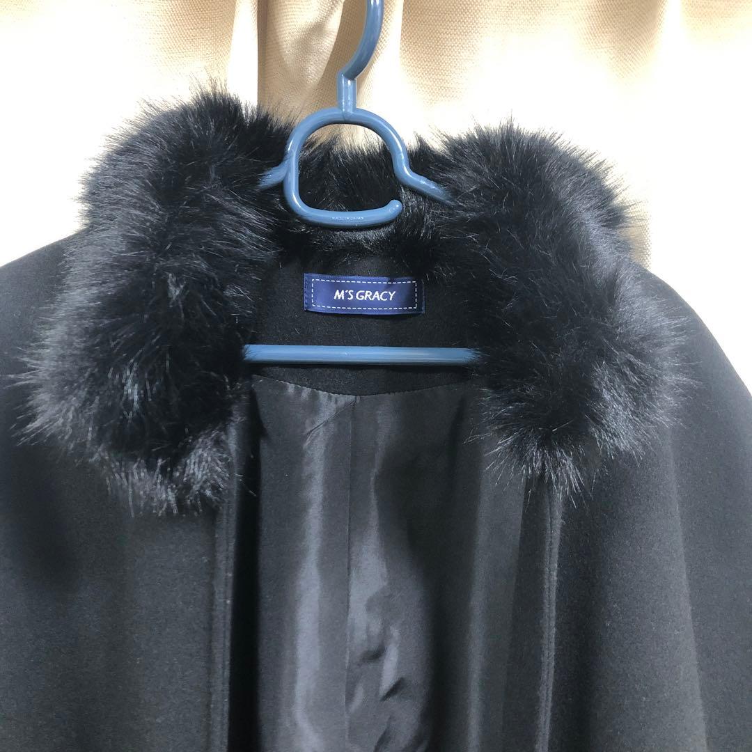 美品❣️フェイクファーケープコート