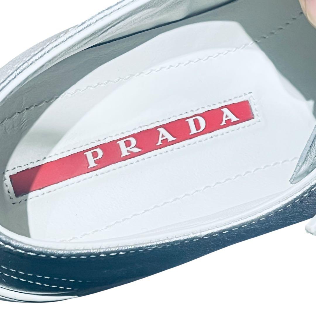 【正規美品】PRADA 3E6187 シルバースニーカー 37(23.5~24)